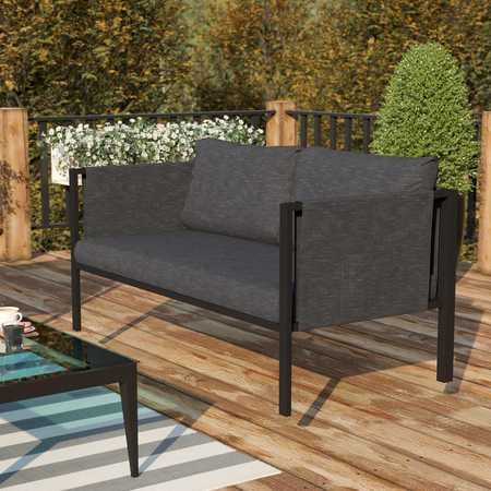 FLASH FURNITURE Black Loveseat with Storage & Charcoal Cushions GM-201108-2S-CH-GG